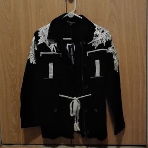 Wendy Williams military jacket with lace detail